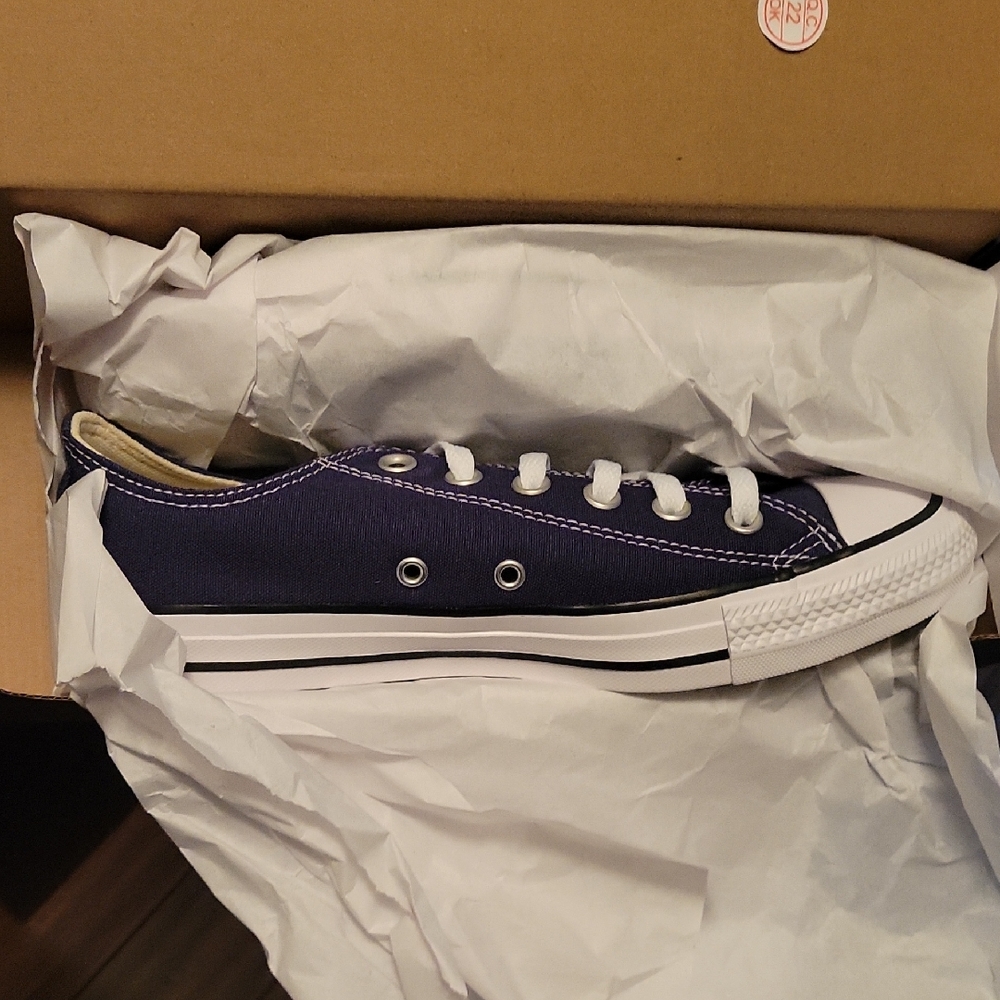 Converse Chuck Taylor All Star low-top sneakers in navy canvas with white laces